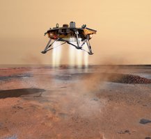 Render of Phoenix landing on Mars