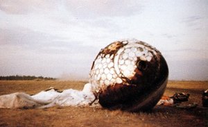 Vostok 1 after landing. Gagarin ejected before reaching the ground